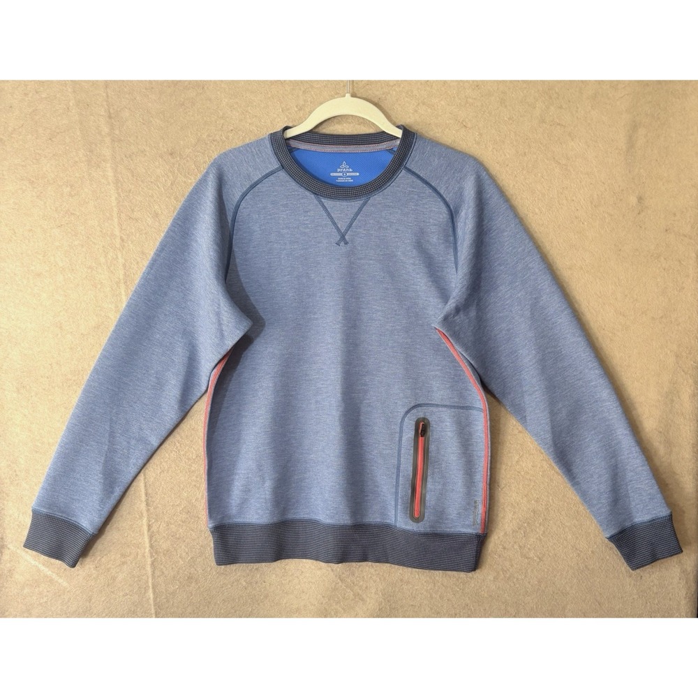 Prana Halgren Urban Long Sleeve Shirt Mens Sz S Blue Pullover Zip Pocket UPF 50+